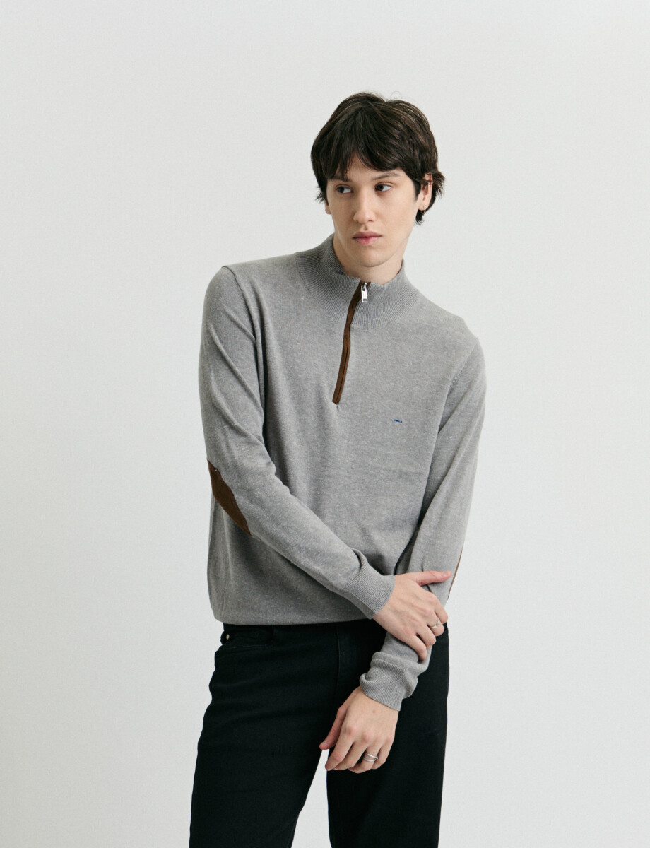 SWEATER MEDIO CIERRE HARRINGTON LABEL - Gris 