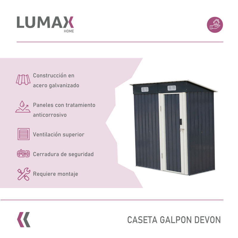 Caseta Galpon Jardin Lumax Devon Gris Oscuro 180x174x75 Caseta Galpon Jardin Lumax Devon Gris Oscuro 180x174x75