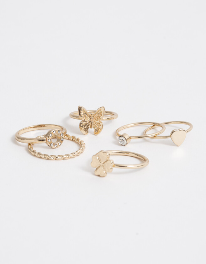 Sets Anillos Strass Crystal Sets De Anillos Son Strass Crystal - Dorado