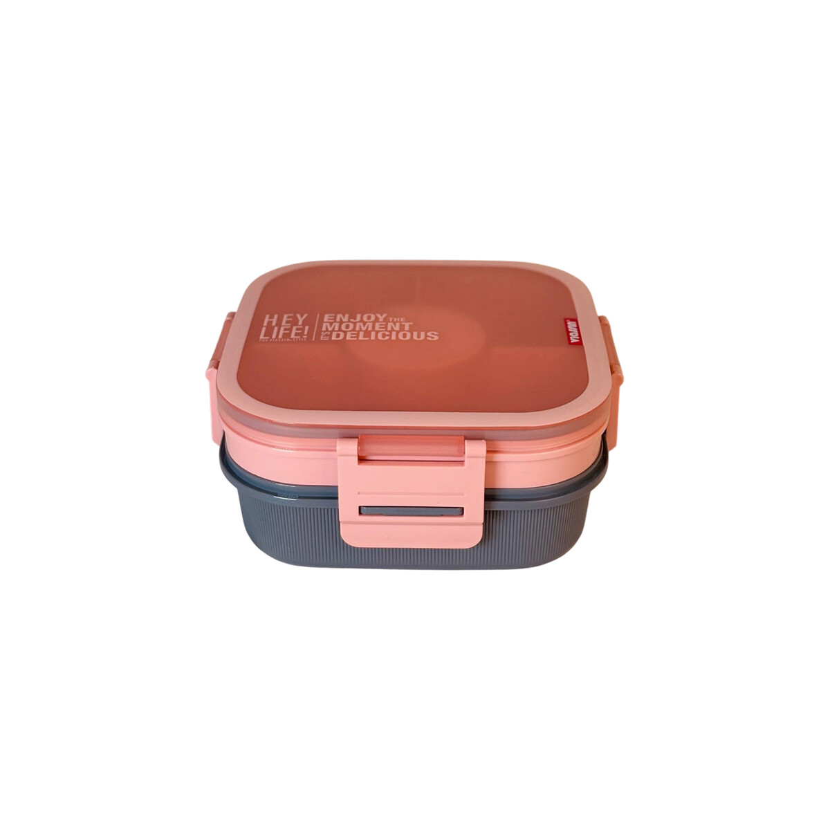 Vianda doble piso con division y tapa - Rosado 