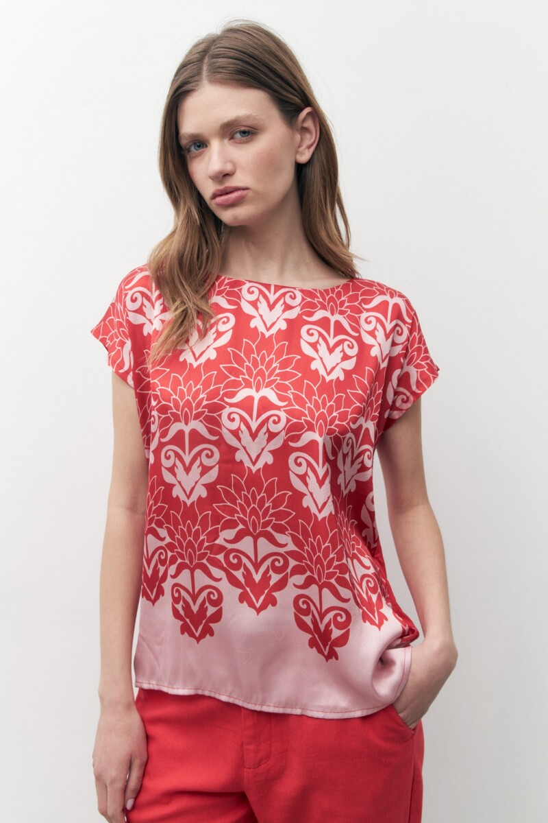 Blusa con estampa bicolor - rojo 