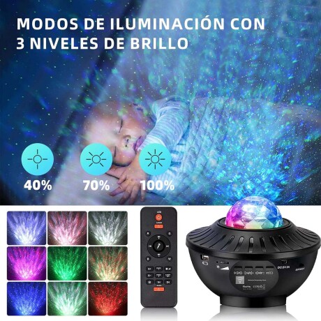 Lámpara Proyector Luz Estrellas Galaxias Parlante Bluetooth Negro