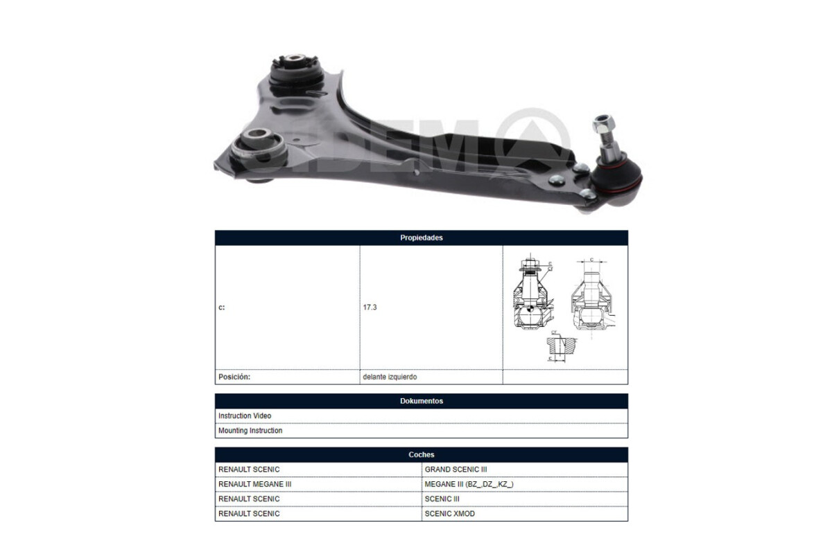 Parilla De Suspension Delantera Renault Megane 08-10 Izq Parilla De Suspension Delantera Renault Megane 08-10 Izq