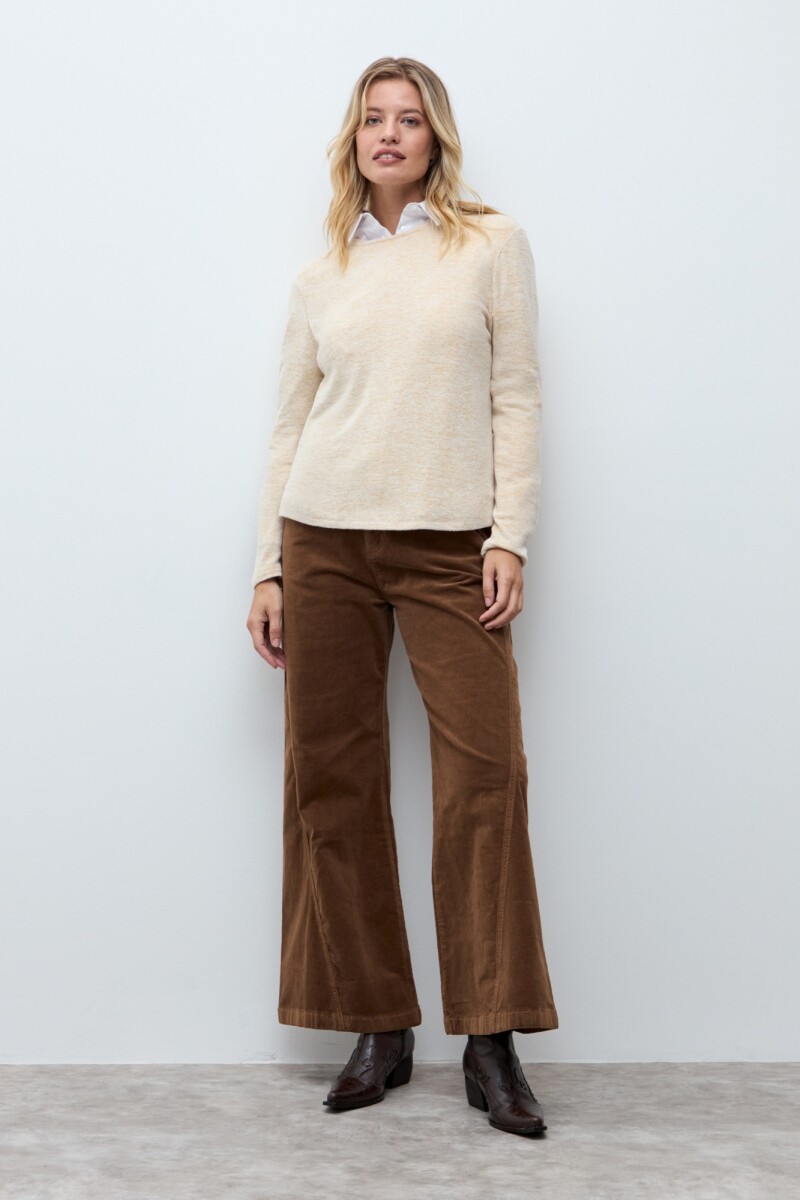 Remera texturada ocre melange