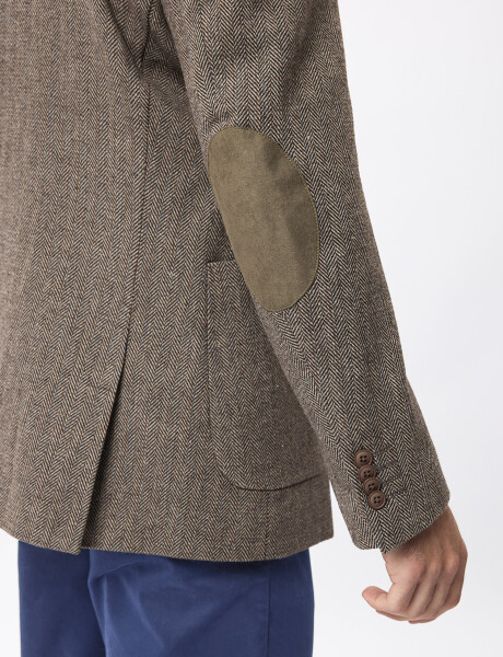 Blazer tweed con coderas marron