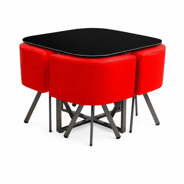 JGO DE COMEDOR TMAX ASUNCION Q Mesa vidrio +4 butacas Rojo N/A