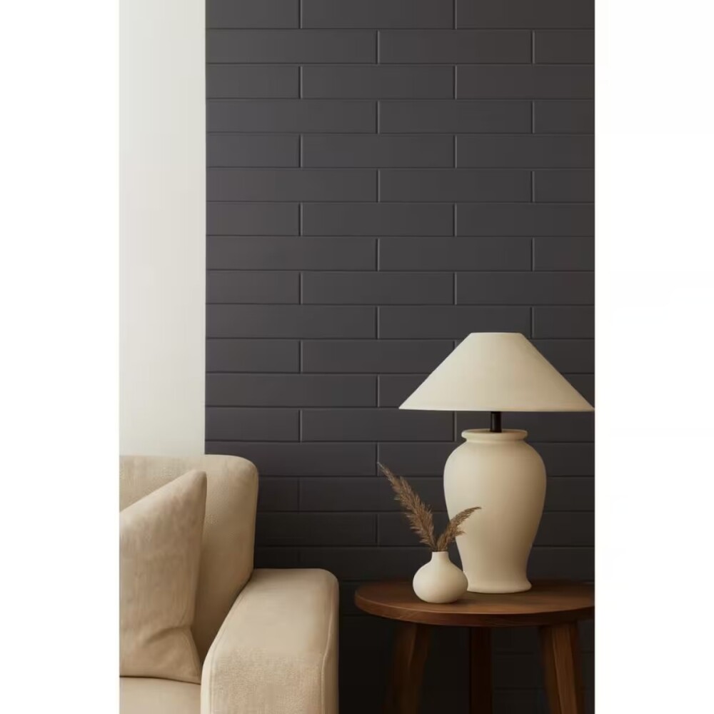 Cerámica para pared Brick Black 7,5X25 cm mate Cerámica Para Pared Brick Black 7,5x25 Cm Mate