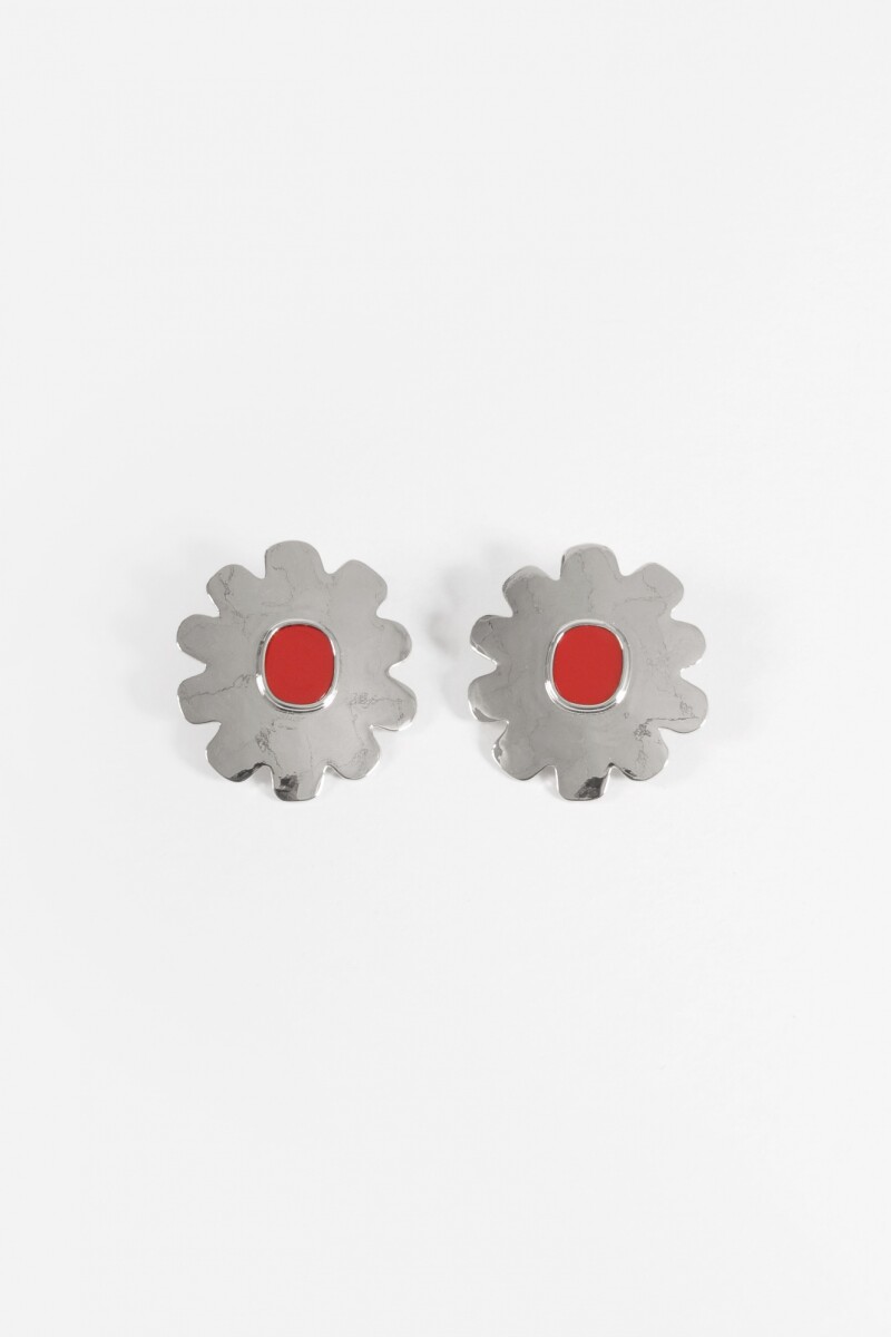 Caravanas flor plateado