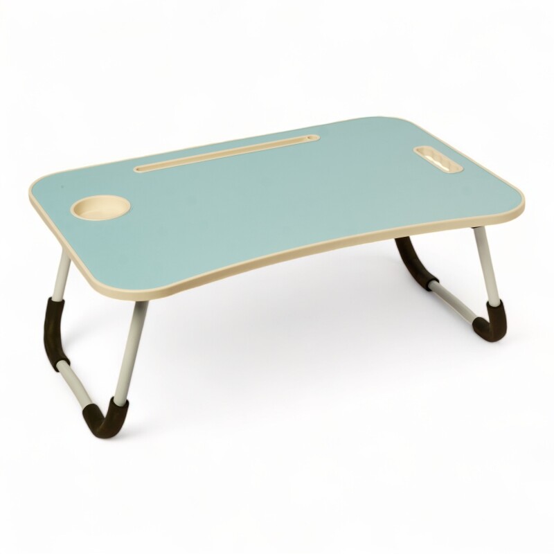 Mesa Laptop Cama Con Posa Vaso Celeste