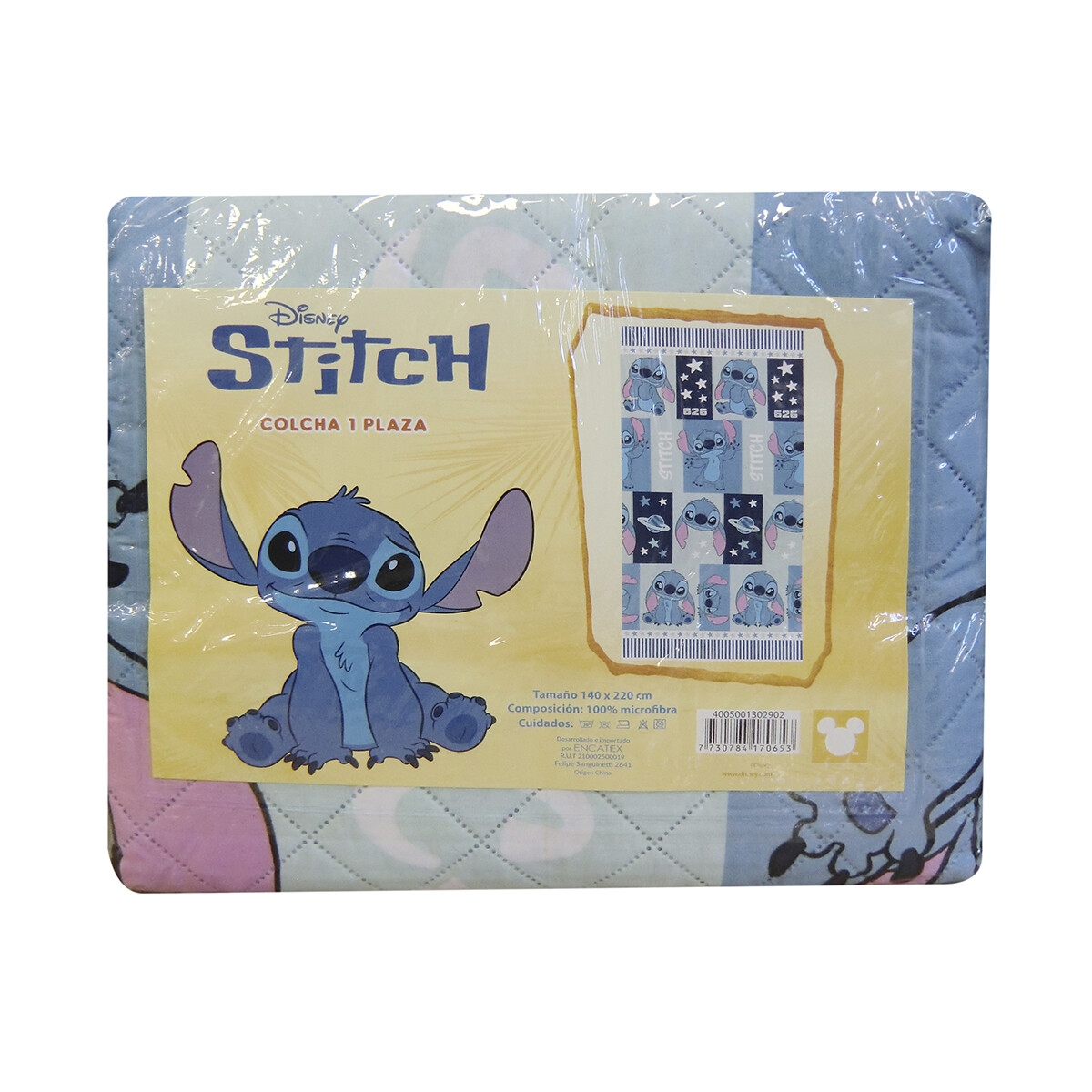 Colcha Infantil Stitch 1 Plaza 100% Microfibra - MENTA 