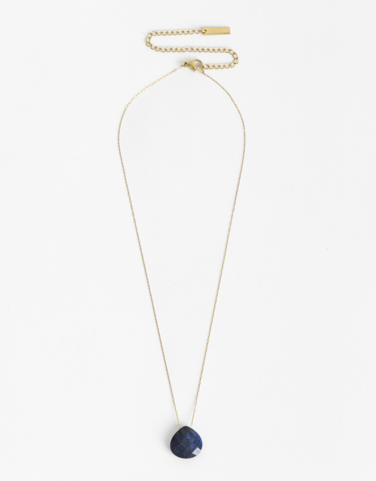 Cadena Corta con Dije Piedras Cadena Acero Healing Rituals Amazonita - Azul Oscuro