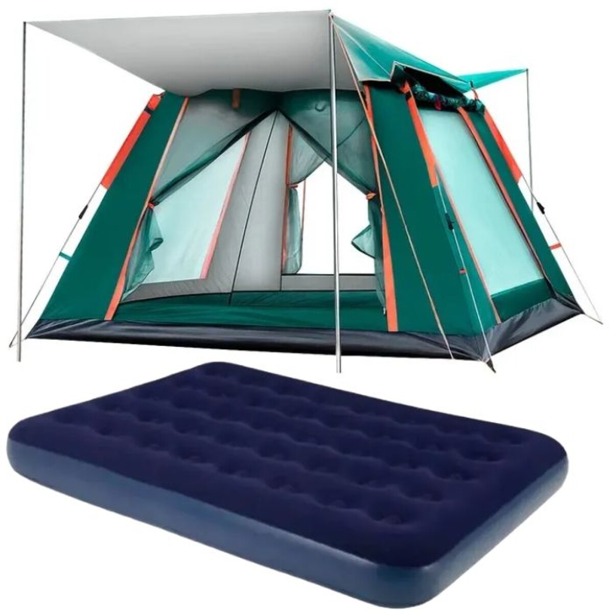 Combo Carpa Automática 6 + colchón Inflable 2 Plazas + inflador 
