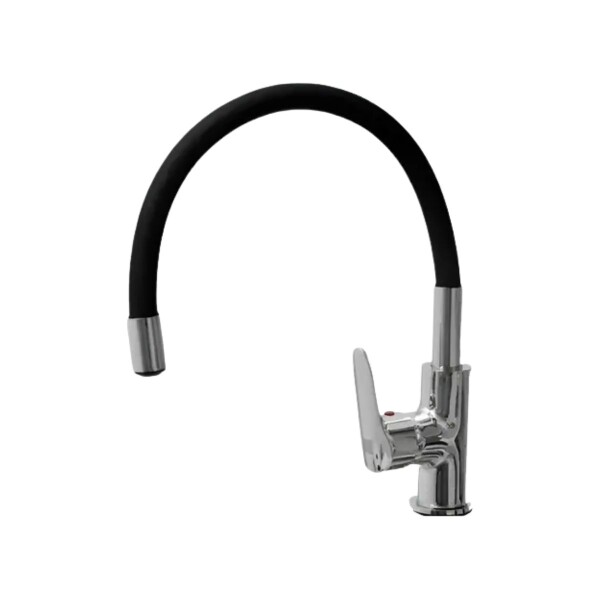 MONOCOMANDO COCINA MESADA ACERO P/GOMA NEGRO Monocomando Cocina Mesada Acero P/goma Negro