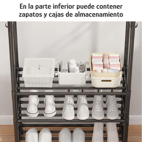 Perchero Organizador de Pie Multif 3en1 4Niveles 56x33x188cm Negro