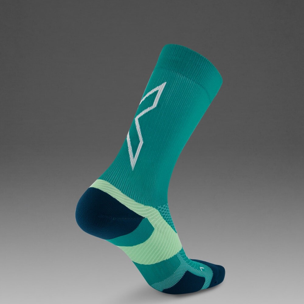 Vectr Light Cushion Crew Socks - Unisex Slate Green/digital Mint