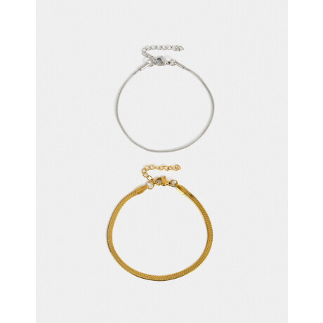 Set De Pulseras Mixplating Combinacion Bicolor