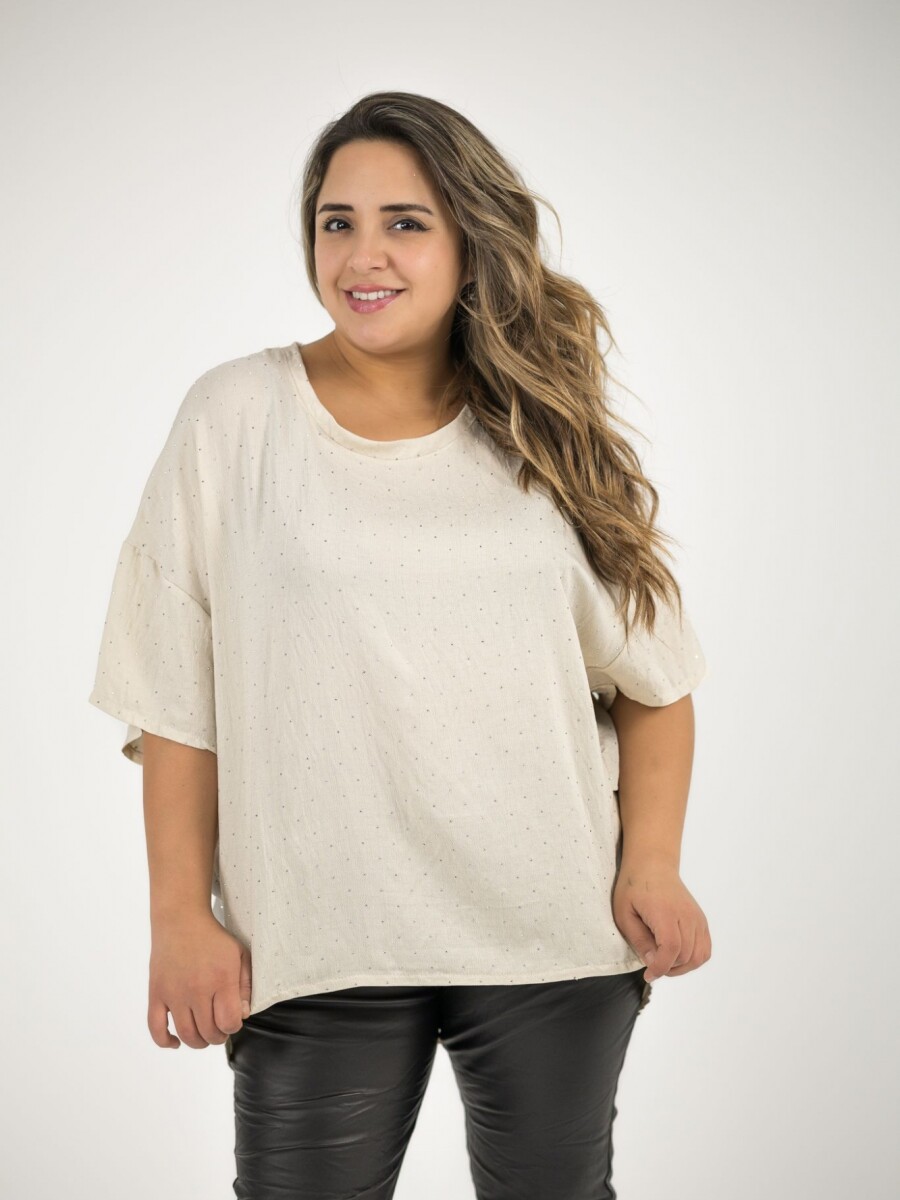 Blusa de viscosa con brillo plateado Beige