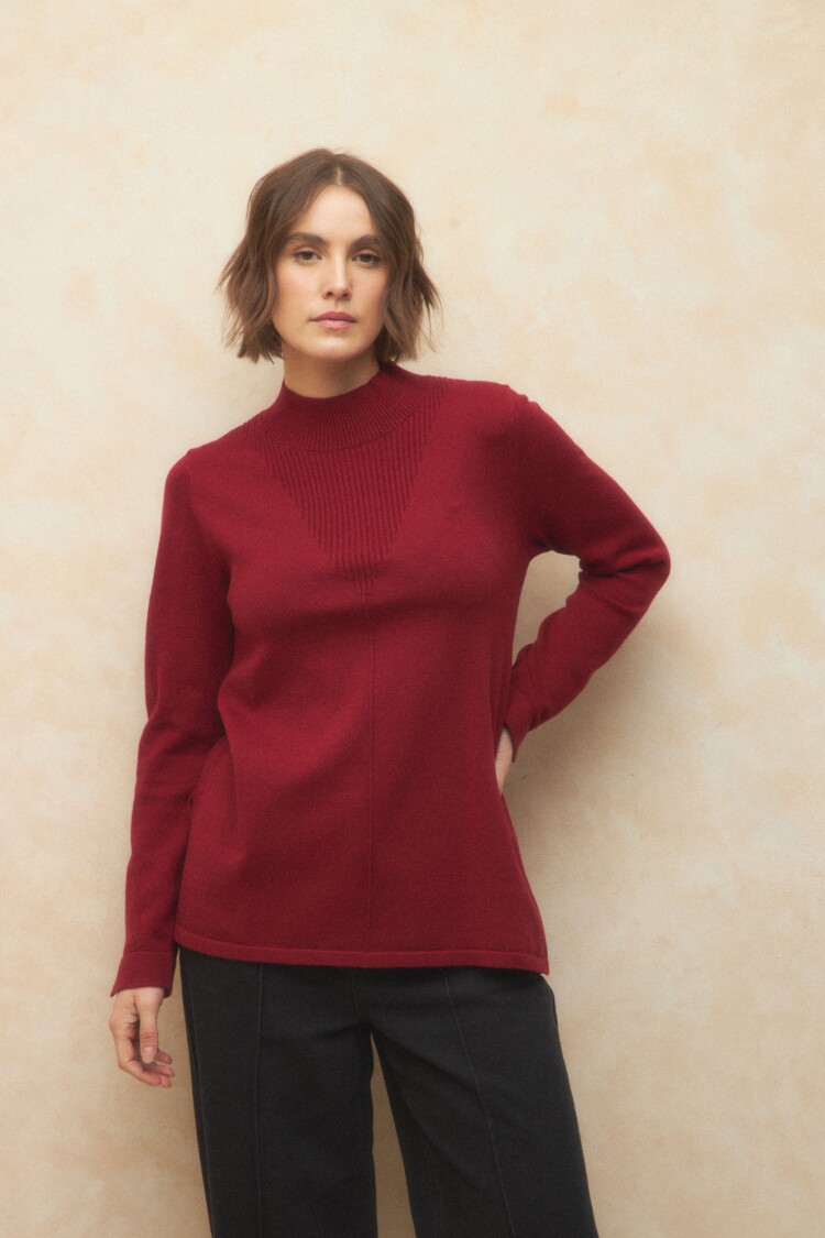 POLERA FLOR Rojo Oscuro