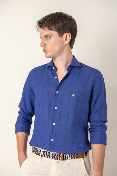 Camisa Lino Hudson Collar Dark blue