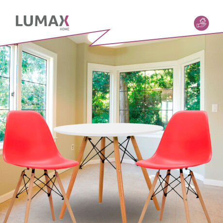 Juego de comedor Con Mesa Circular de 80cm + 2 Sillas Eames Rojo