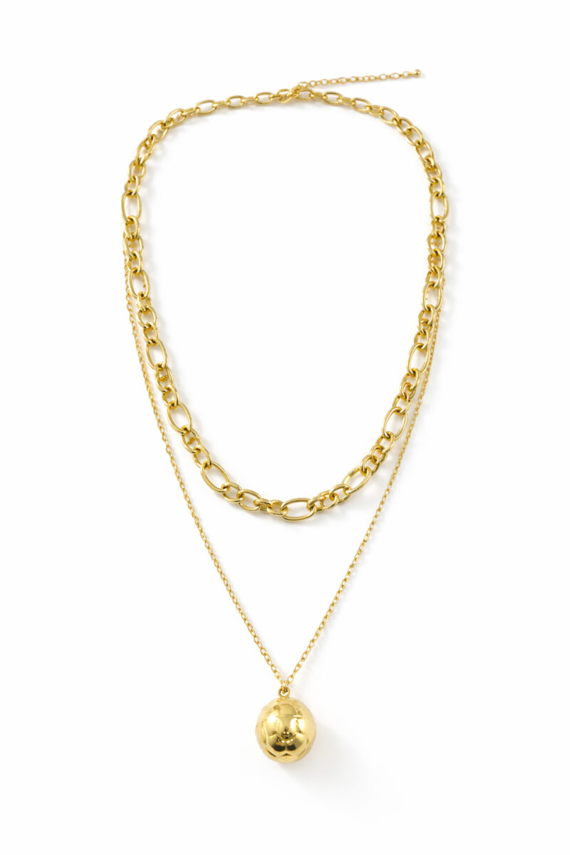 Collar acero doble cadena con dije - dorado 