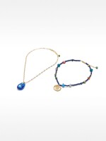Set De Collares Con Eslabones Y Cuentas multicolor