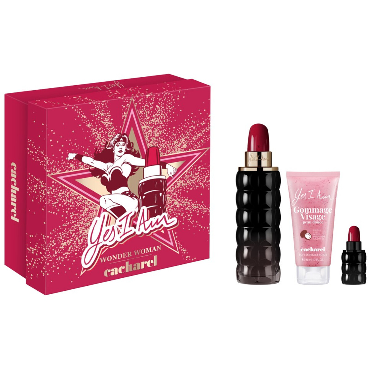Set Perfume Cacharel Yes I Am EDP 75ml + Miniatura 5ml + Exfoliante Facial 