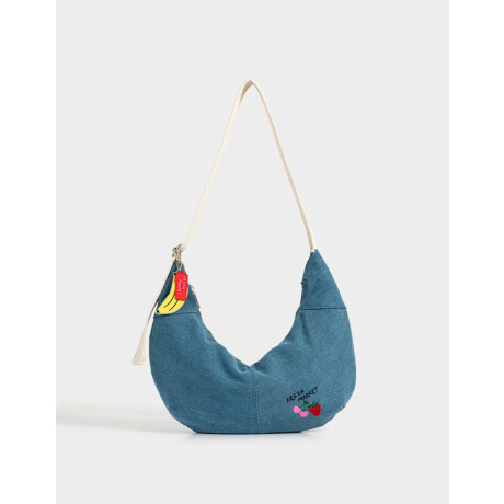 Bandolera Denim Con Charm Azul Celeste