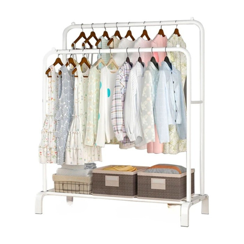 Perchero Para Ropa de Metal Doble Blanco
