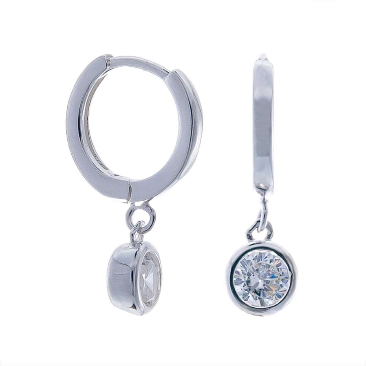 Par De Aros De Plata 925 Con Circonia - Punto De Luz 