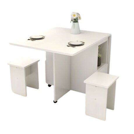 Mesa Con Bancos Plegables modelo Tetris Blanco