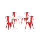 Juego de comedor mesa rectangular 120x80 + 4 Sillas Tolix Rojo
