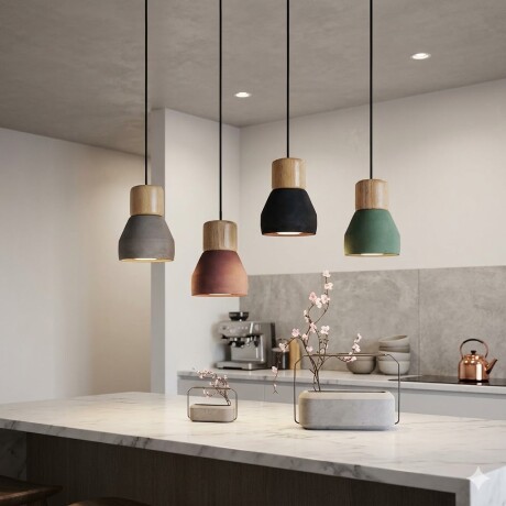 Luminaria de cemento y madera 12.5*16cm GRIS NATURAL