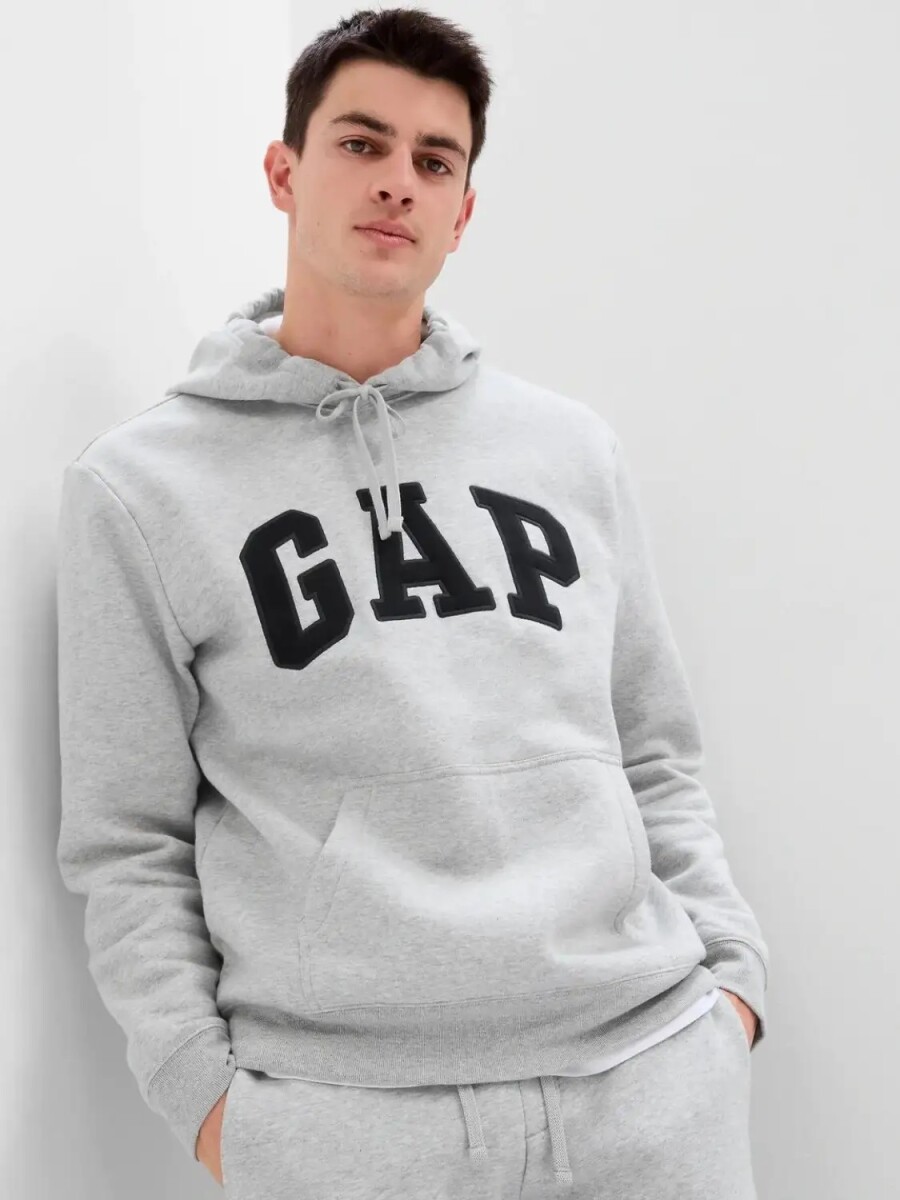 Buzo Canguro Logo Gap Con Felpa Hombre - Light Heather Grey 