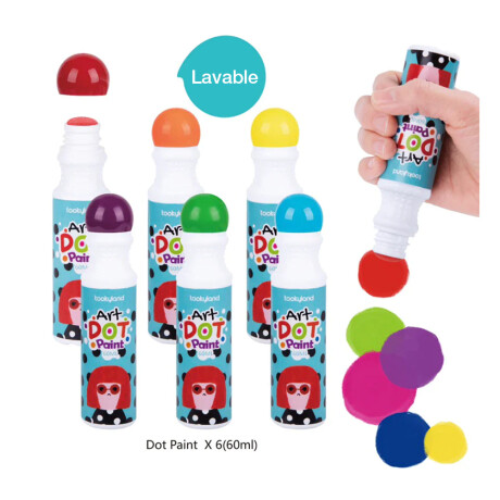 Kit de Arte con Pintura Punto Lavables X6 Colores para Niños Multicolor