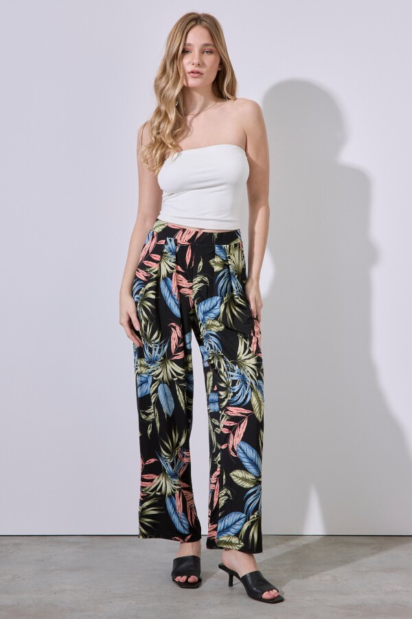 Pantalon Fluido Botanic NEGRO/MULTI