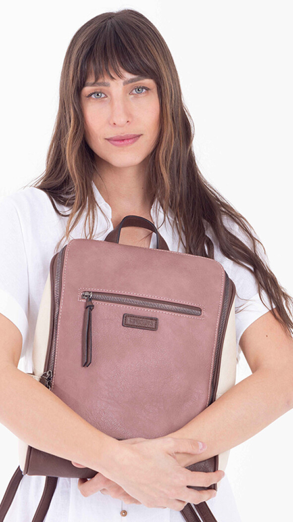 MOCHILA QUEEN MAUVE TABACO Y MANTECA