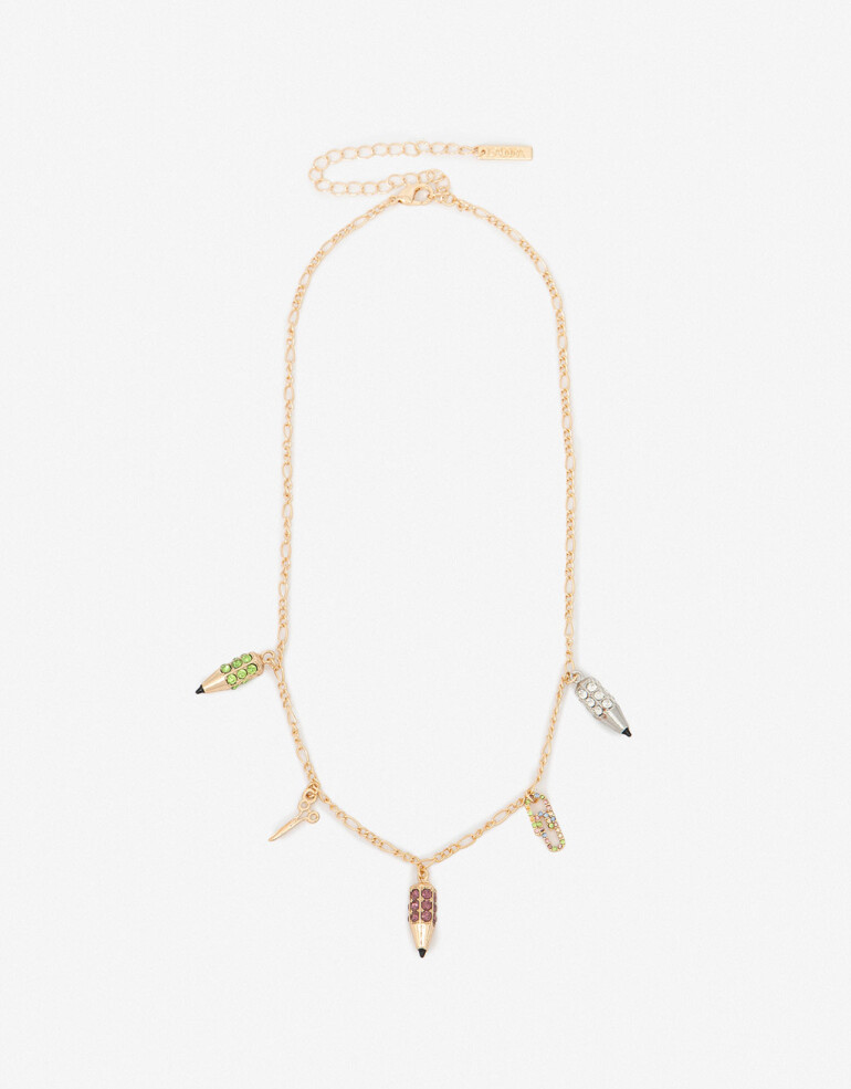 Collares Cortos Back to school Collar Corto Multidijes Con Strass - Dorado