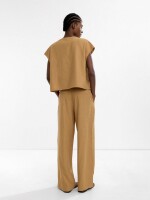 Camisa Manga Corta De Lino camel