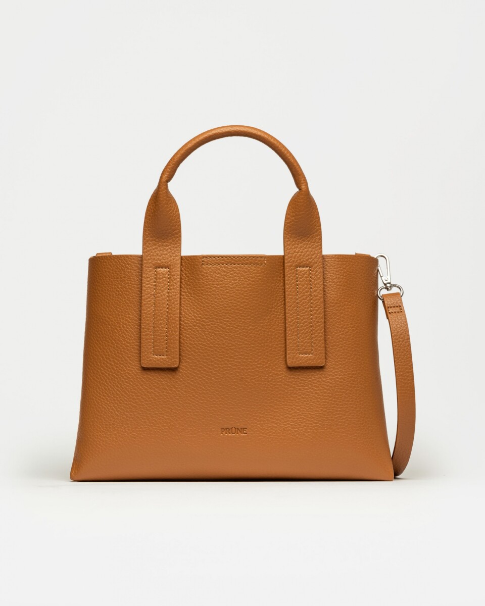 Cartera de mano Gaia en efecto cuero graneado - Camel 