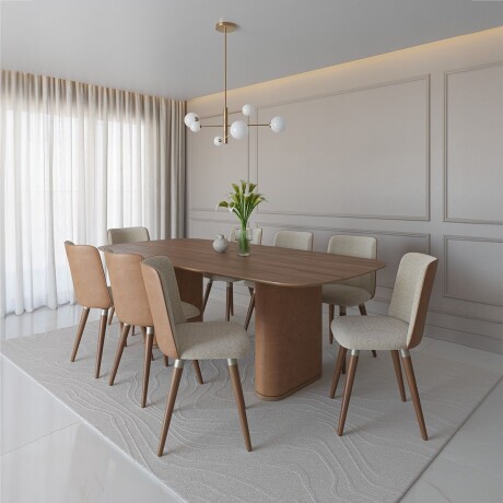 Silla Dakota Giratoria - Tela Rústica Boucle 04 (Camel)