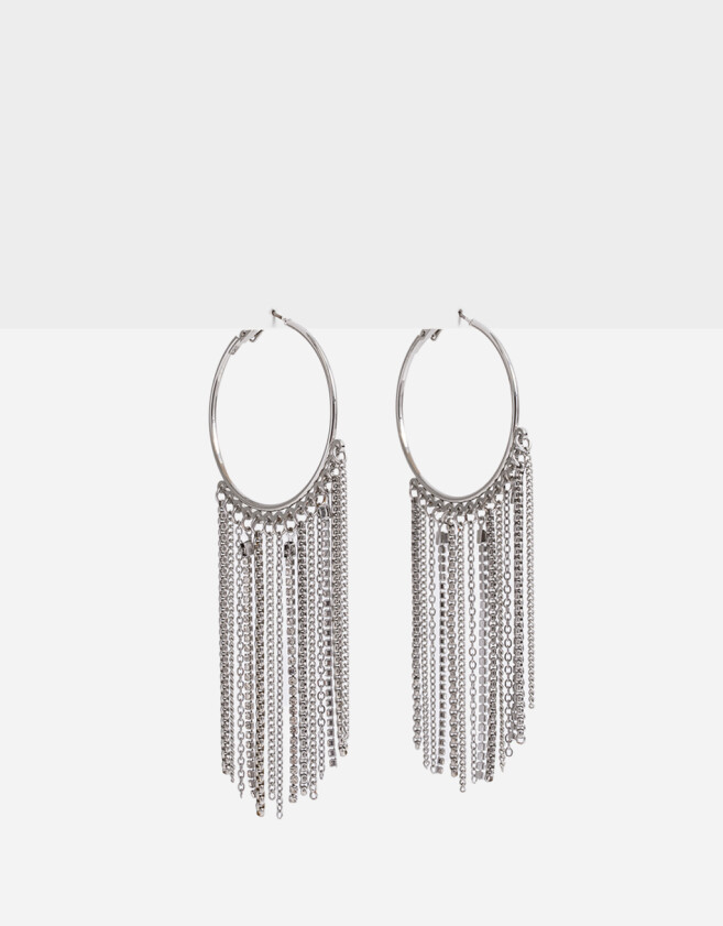 Aros Colgantes Largos Antique Silver Aros Argollas Colgantes Antique - Plateado Antique Silver