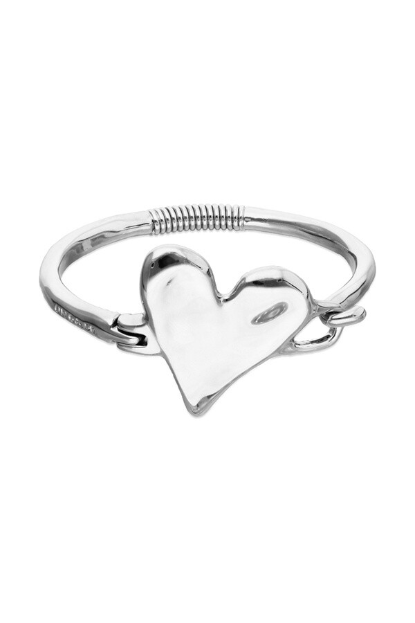 PULSERA SEMIRIGIDA DE ALEACIÓN DE METALES BAÑADA EN PLATA DE LEY CON DETALLE DE CORAZÓN Pulsera