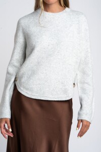 Sweater Botones Gris Melange
