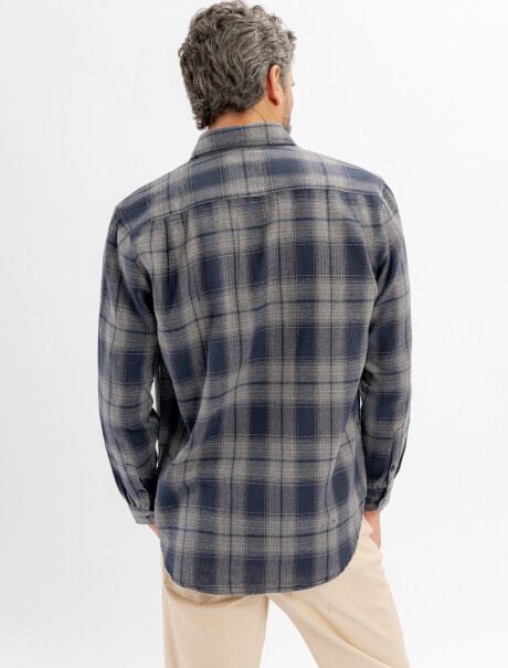 Camisa franela cuadros gris