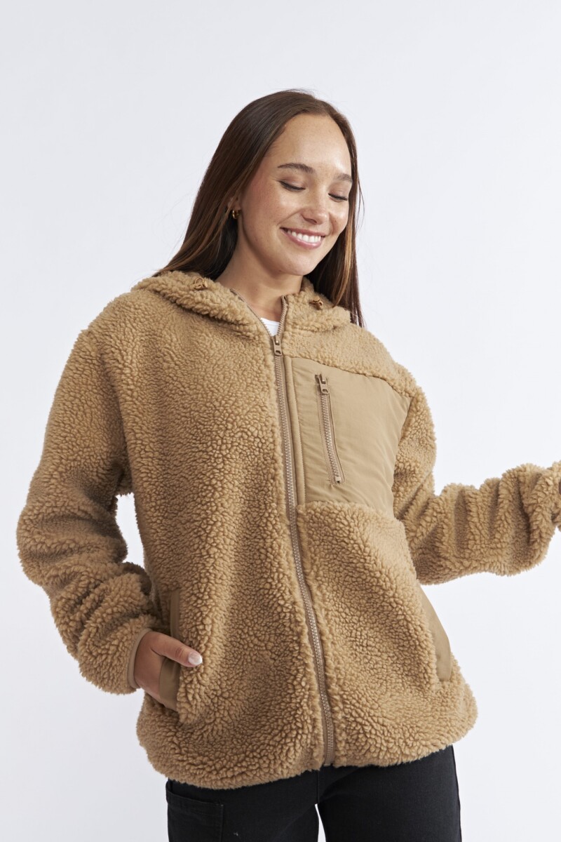 Campera Dama Sherpa Combinada N+ - Camel 