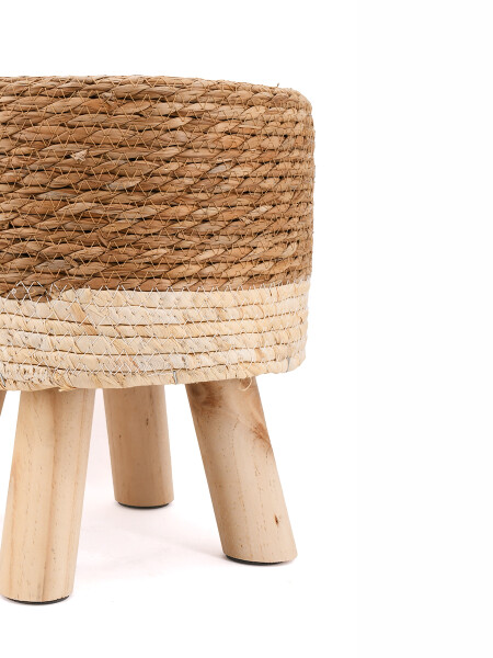 PUFF 3 PATAS YUTE COMBINADO CON BLANCO BLANCO