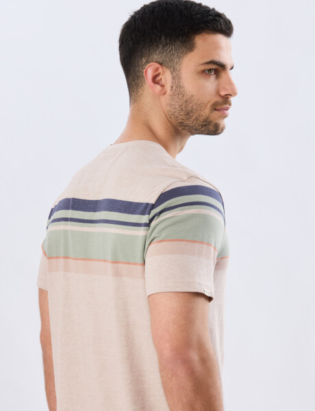 REMERA RAYADA DE ALGODÓN Beige