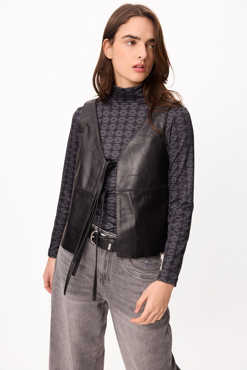 Chaleco Leather Dual Negro