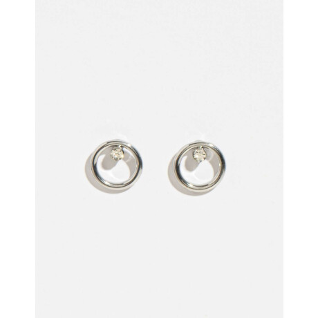 Aros Pasantes Con Strass Plateado Rodio